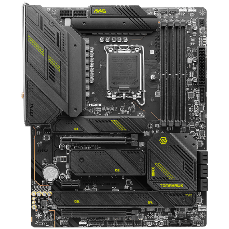 MSI MAG Z790 TOMAHAWK MAX WIFI, ATX, Socket LGA 1700, Dual Channel DDR5 7800+(OC)MHz, 2x PCIe x16 slots, 4x M.2 slots, 1x HDMI, 1x DP, 2x