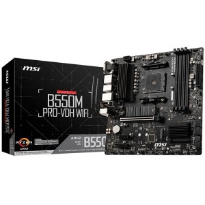 MSI Main Board Desktop B550M PRO-VDH WIFI, AM4, 4xDDR4, 1xPCI-Ex16, 2xPCI-Ex1, 4xSATA3, 2xM2, 2xUSB3.2 Gen2(1xType-C +1xType-A), 5xUSB3.2 Gen1/DP/VGA/HDMI