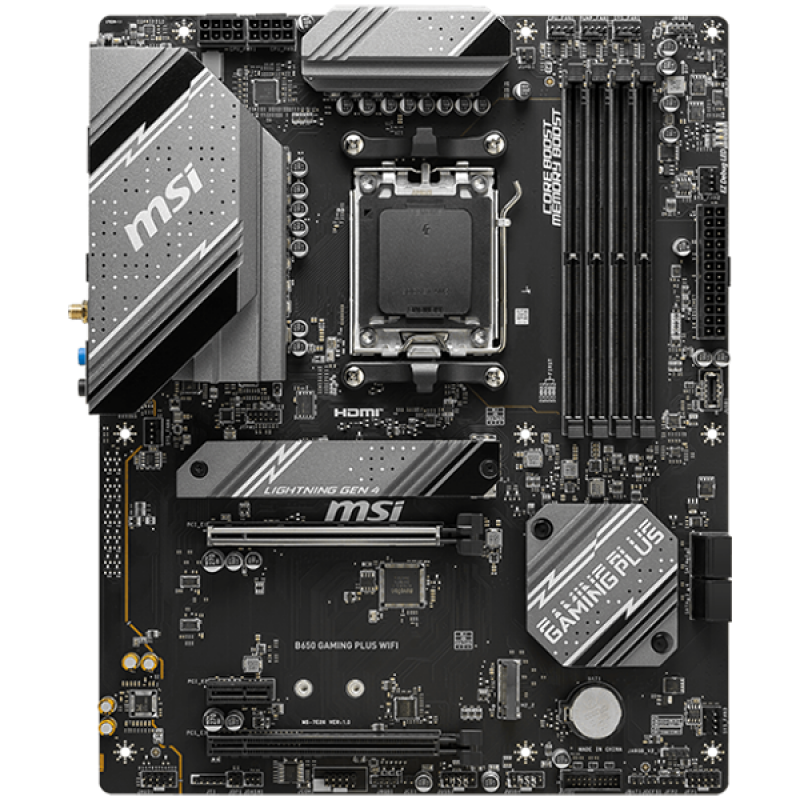 MSI Main Board Desktop B650 Gaming Plus WIFI, AM5, 4x DDR5, HDMI, DP, 2x PCI-E x16, 1x PCI-E x1,3xM.2, 4xSATA 6G, 4x USB 2.0, 4x USB 3.2