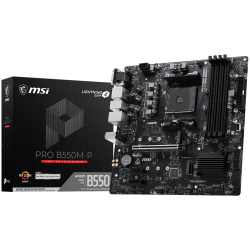 MSI PRO B550M-P, M-ATX, Socket AM4, 4 DIMM, Dual Channel DDR4 up to 4400+(OC)MHz, 1x PCIe 4.0 x16 slot, 2x M.2 slots, 4x USB 3.2 Gen 1, 2x USB 2.0, 1x HDMI,1x DP, 1x VGA, 1G LAN, 7.1 Audio, 3Y