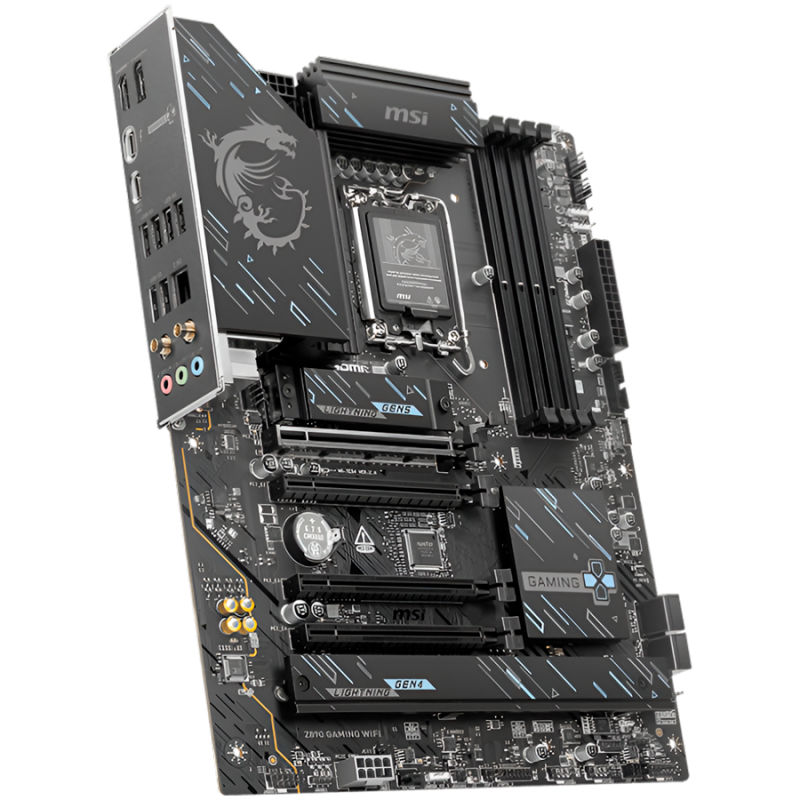 MSI Z890 GAMING WIFI, LGA 1851, Dual Channel DDR5 up to 8800(OC)MHz, 4x PCIe x16 slots, 3x M.2 slots, 6x USB 5Gbps A, 1x USB 20Gbps Type-C