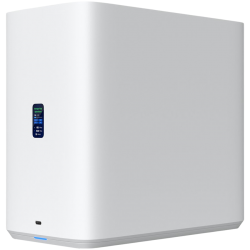 Ubiquiti UniFi UNAS-4-W-EU Network Attached Storage with (4) 2.5/3.5" HDD bays, (2) M.2 NVMe SSD cache slots, 2.5 GbE networking, USB-C connectivity, and an included PoE+++ adapter, all in a compact footprint