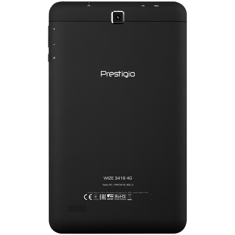 Prestigio Wize 3418 4G, 8''(800*1280)IPS display, Single SIM, Android 6.0, up to 1.1GHz 64-bit quad core, 1GB DDR, 8GB Flash, 0.3MP Front + 2.0MP rear camera, 4200mAh battery, color/Black-PMT3418_4GE_C