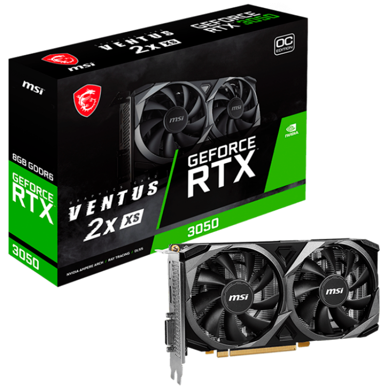 Видео Карта MSI GeForce RTX 3050 VENTUS 2X XS 8G OC 8GB GDDR6 128-bit, RTX_3050_VENTUS_2X_XS_8G_OC