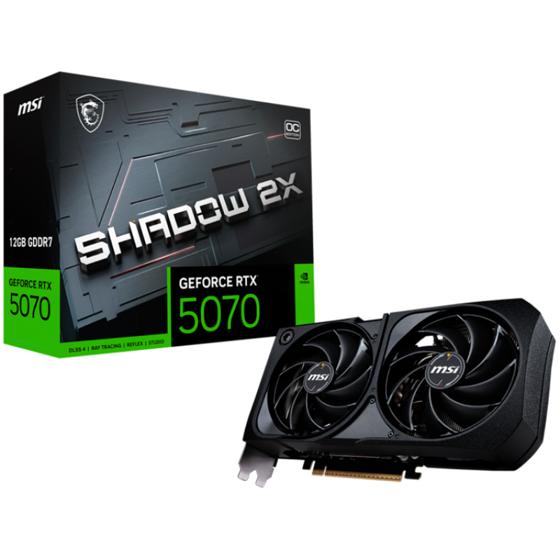 MSI Video Card Nvidia GeForce RTX 5070 12G SHADOW 2X OC, 12GB GDDR7, 192bit, Effective Memory Clock: 28000MHz, Boost: 2542 MHz, 6144 CUDA