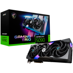 MSI Video Card Nvidia GeForce RTX 5090 32G GAMING TRIO OC, 32GB GDDR7, 512bit, Effective Memory Clock: 28000MHz, Boost: 2482 MHz, 21760 CUDA Cores, PCIe 5.0, 3x DP 2.1b, HDMI 2.1b, RAY TRACING, Triple Fan, 1x16pin, 1000W Recommended PSU, 3Y