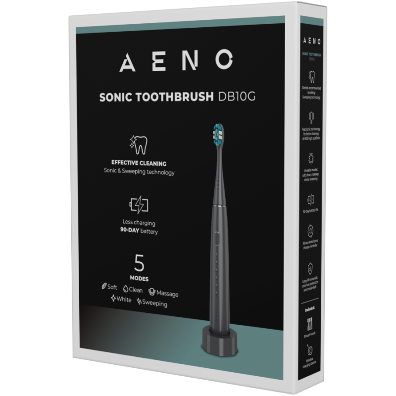Wireless Tooth Brush, Grey, 3 Brush Heads, 1400mAh, Function: Soft, Clean, Massage, White, Sweep