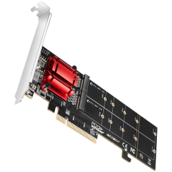 Axagon PCEM2-ND PCIE 2X NVME M.2 CONTROLLERPCI-Express x8 internal controller for connecting two NVMe M.2 SSD disks to a computer. Supports main boards without PCIe Bifurcation.