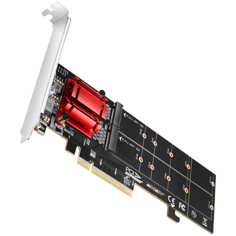 Axagon PCEM2-ND PCIE 2X NVME M.2 CONTROLLERPCI-Express x8 internal controller for connecting two NVMe M.2 SSD disks to a computer. Supports