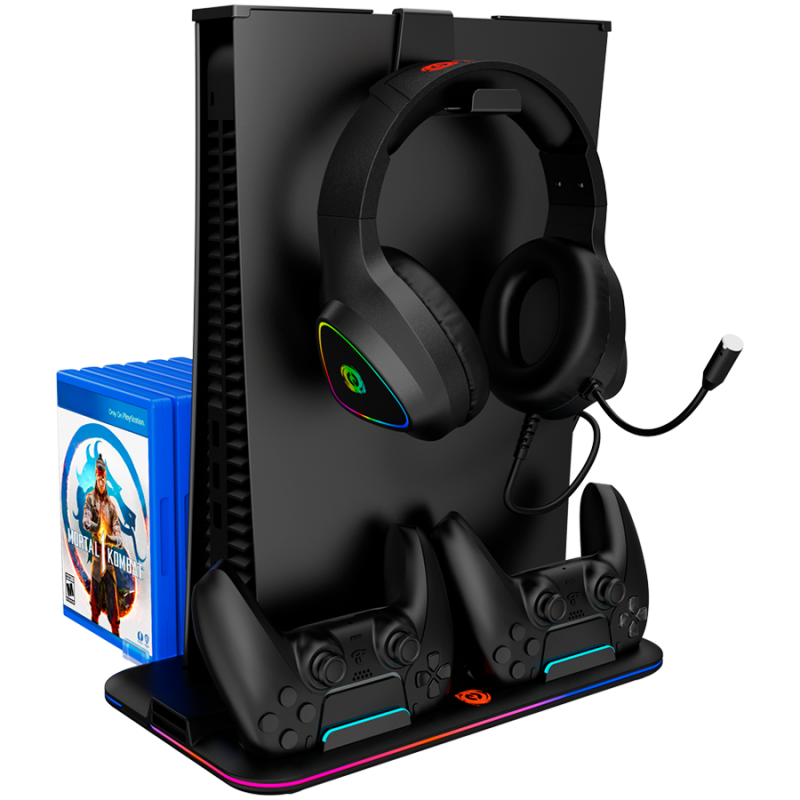 CANYON CS-5, PS5 Charger stand, with RGB light, 315*185*28mm, with 23CM+0.5cm cable, 475±10g, Black, CND-CSPS5B