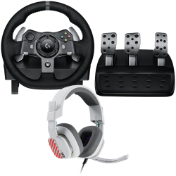 LOGITECH G920 Driving Force Racing Wheel + Astro A10 - WHITE
