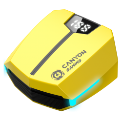 CANYON GTWS-2, Gaming True Wireless Headset, BT 5.3 stereo, 45ms low latency, 37.5 hours, USB-C, 0.046kg, yellow