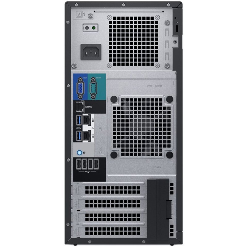 PowerEdge T140,Intel Core i3 8100 3.6GHz 6M cache 4C/4T,3.5" Chassis up to 4 Cabled HDD and Software Raid,8GB 2666MT/s DDR4 ECC UDIMM,iDrac9 Bas.,1TB SATA 6Gbps 3.5"Cabled HDD,Embedded SATA,DVD+/-RW,TPM 1.2,On-Board LOM,3Y NBD-PET140CEE01-14