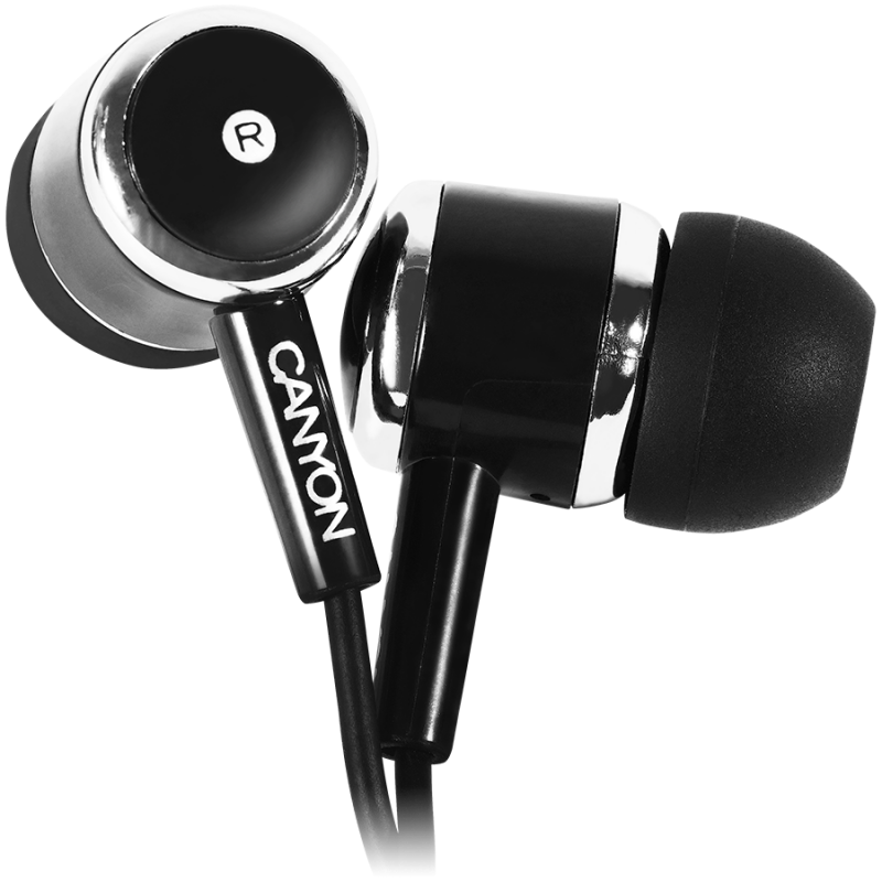 CANYON Stereo earphones with microphone, Black-CNE-CEPM01B