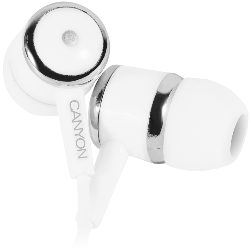 CANYON Stereo earphones with microphone, White-CNE-CEPM01W