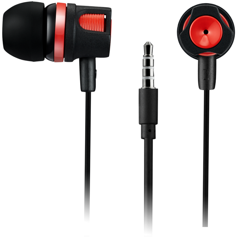 CANYON Stereo earphones with microphone, 1.2M, red-CNE-CEP3R