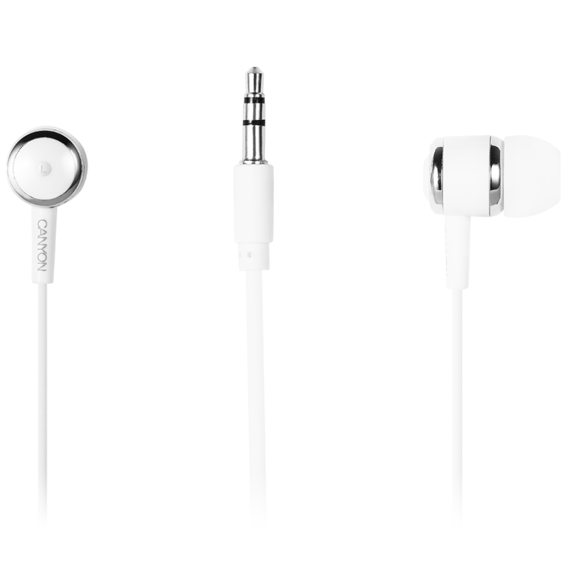 CANYON Stereo earphones with microphone, White-CNE-CEPM01W