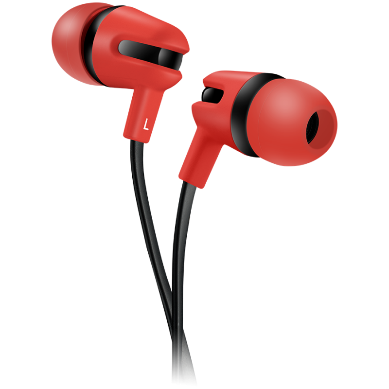 CANYON Stereo earphone with microphone, 1.2m flat cable, Red, 22*12*12mm, 0.013kg-CNS-CEP4R