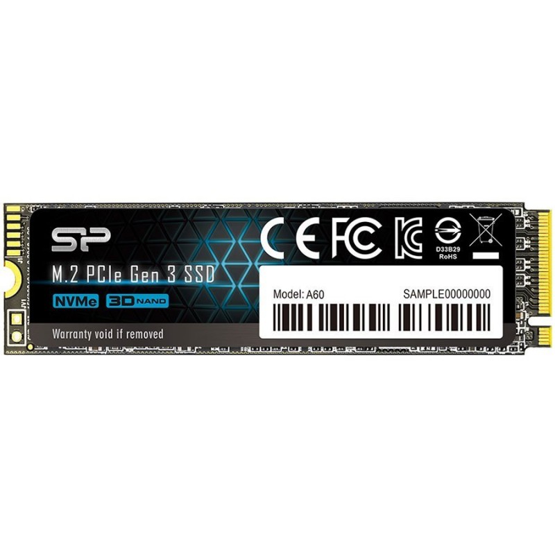 SILICON POWER A60 256GB SSD, M.2 2280, PCIe Gen3x4, SLC CacheRead/Write: 2200/1600 Mb/s-SP256GBP34A60M28