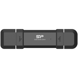 Silicon Power 500GB DS72 Dual USB-C/USB 3.2 Gen 2, Portable External SSD, Steam Deck and iPhone 15 Pro, R/W: up to 1050MB/s; 850MB/s, Black