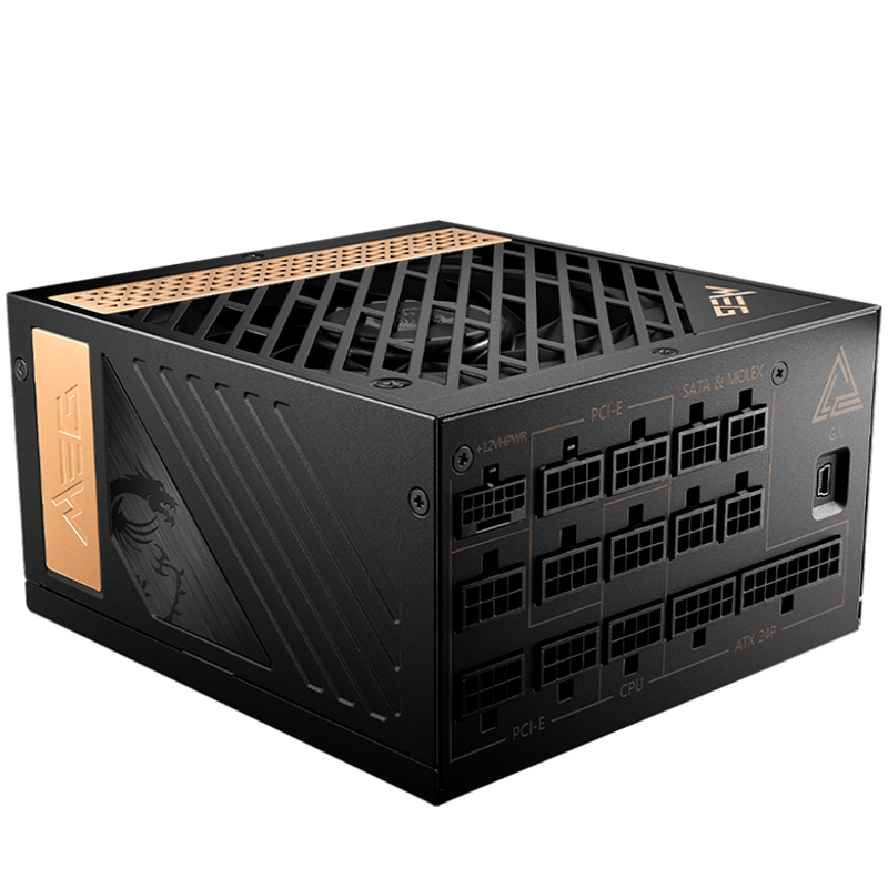 MSI MEG Ai1300P PCIE5, 1300W, 80 Plus Platinum, ATX Form Factor, 100~240 Vac Input Voltage, 50Hz ~ 60Hz Input Frequency, 120 mm Fan, 160