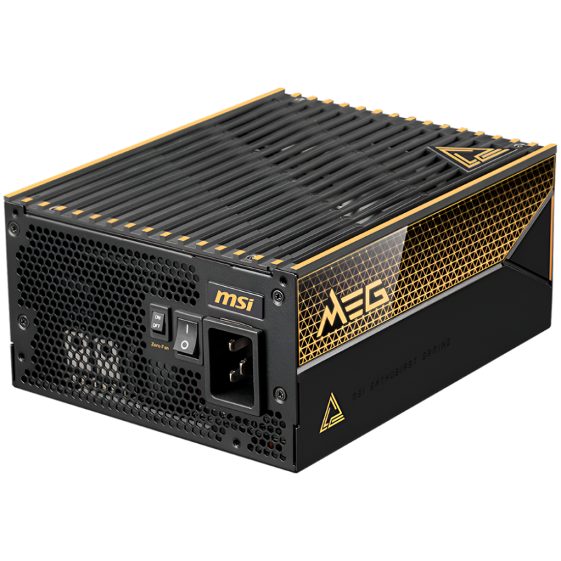 MSI MEG Ai1600T PCIE5 Power Supply 1600W, 80 PLUS Titanium, Dual PCIe 5.1 Cables, ATX 3.1, Software Sync, Mystic Light, 135mm Fan, Fan