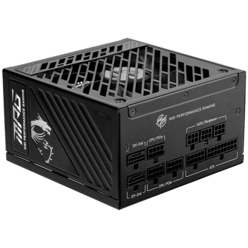 MSI MPG A1000GS PCIE5 Power Supply 1000W, 80 PLUS Gold, Dual PCIe 5.1 Cables, ATX 3.1, 135mm Fan, Fan Stop