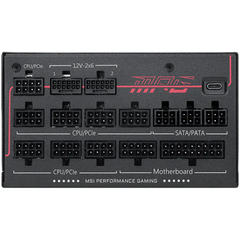 MSI MPG Ai1600TS PCIE5 Power Supply 1600W, 80 PLUS Titanium, Dual PCIe 5.1 Cables, ATX 3.1, Software Sync, 135mm Fan, Fan Stop, OVP/OCP/OTP/OPP/SCP/UVP/SIP/NLO, Braided Cables, Dimensions: 190mmx150mmx86mm, 12Y Warranty