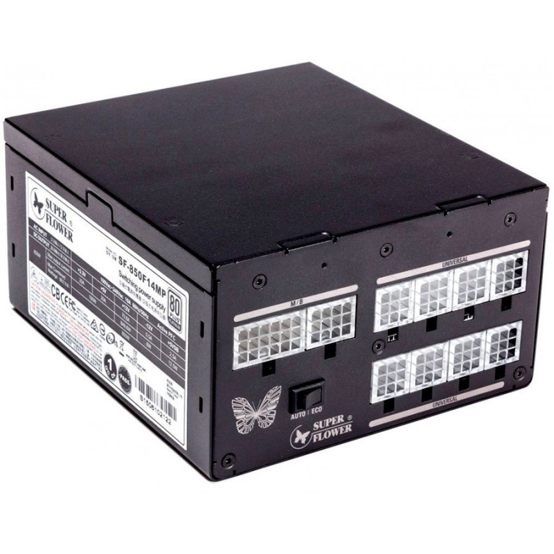 Super Flower Leadex 80+ Platinum 850W, LED connectors, Full Cable Management, 135mm F.D.B. Cooling Fan,  black, 5y warranty-SF-850F14MP