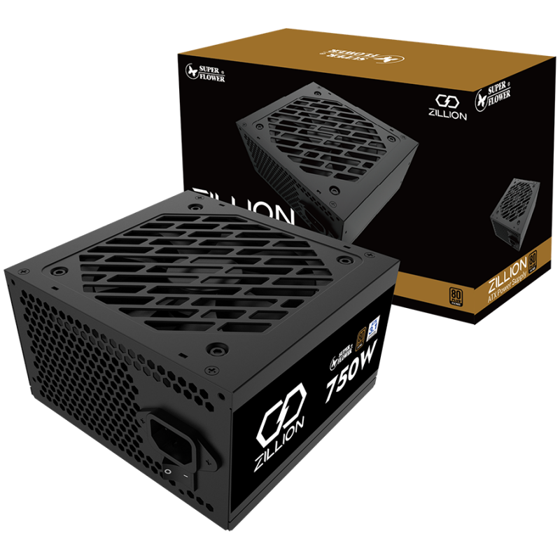 Super Flower Zillion DB Bronze 750W ATX 3.1 80 Plus Bronze, Flat Black Cables, 120mm Fan, 3 Year Warranty