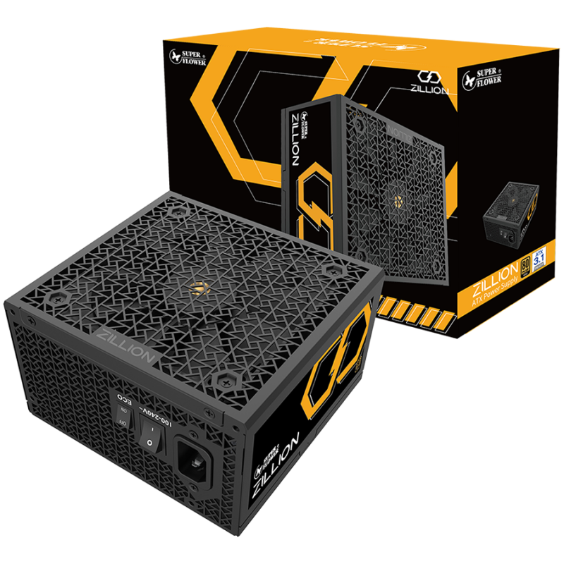 Super Flower Zillion FG Gold 1250W ATX 3.1 80 Plus Gold, Fully Modular, Flat Black Cables, 120mm Fan, 5 Year Warranty, SF-1250Z12FG