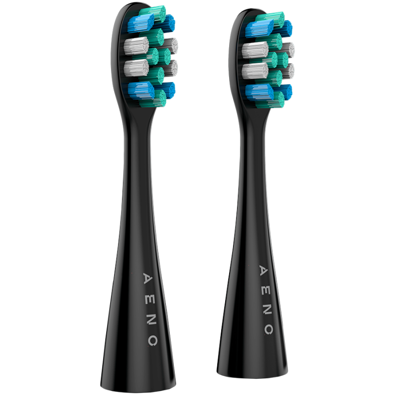AENO Replacement toothbrush heads, Black, Dupont bristles, 2pcs in set (for ADB0002S/ADB0001S), ADBTH2-1