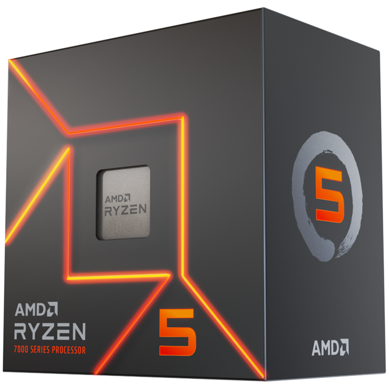 AMD Ryzen 5 7600 (AM5) Processor (PIB) with Wraith Stealth Cooler and Radeon Graphics, 100-100001015BOX