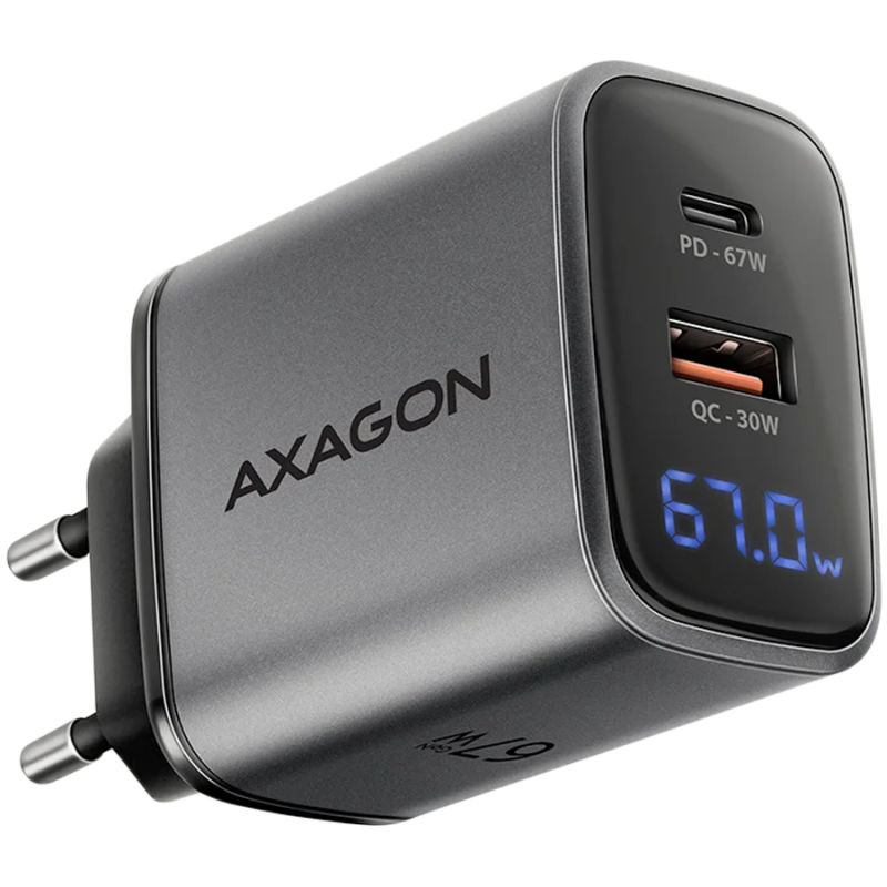 ACU-PQ67D PD3.0 & QC4+2xOUTPUTS, LCD display, wall charger 67W