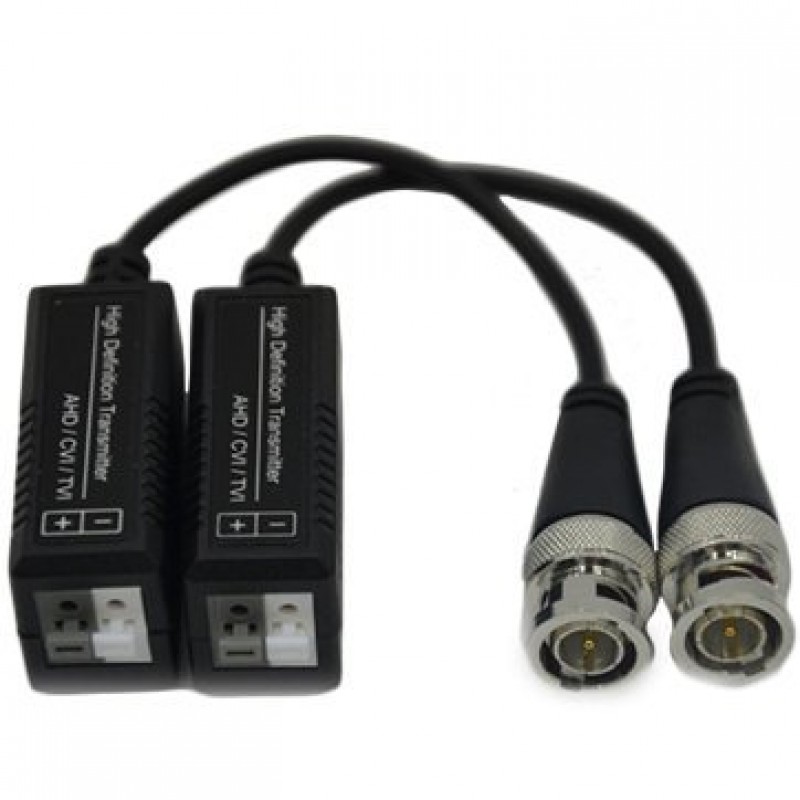 Passive HD Video Balun, 720p/300m, 1080p/100m. Integrated surge protector. Set - 2 pcs.-HDV-BALUN