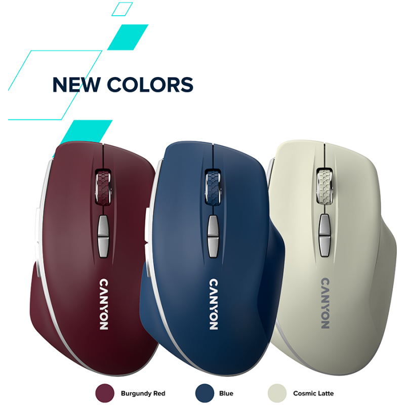 CANYON MW-21, 2.4 GHz Wireless mouse ,with 7 buttons, DPI 800/1200/1600, Battery: AAA*2pcs,Burgundy Red,72*117*41mm, 0.075kg, CNS-CMSW21BR