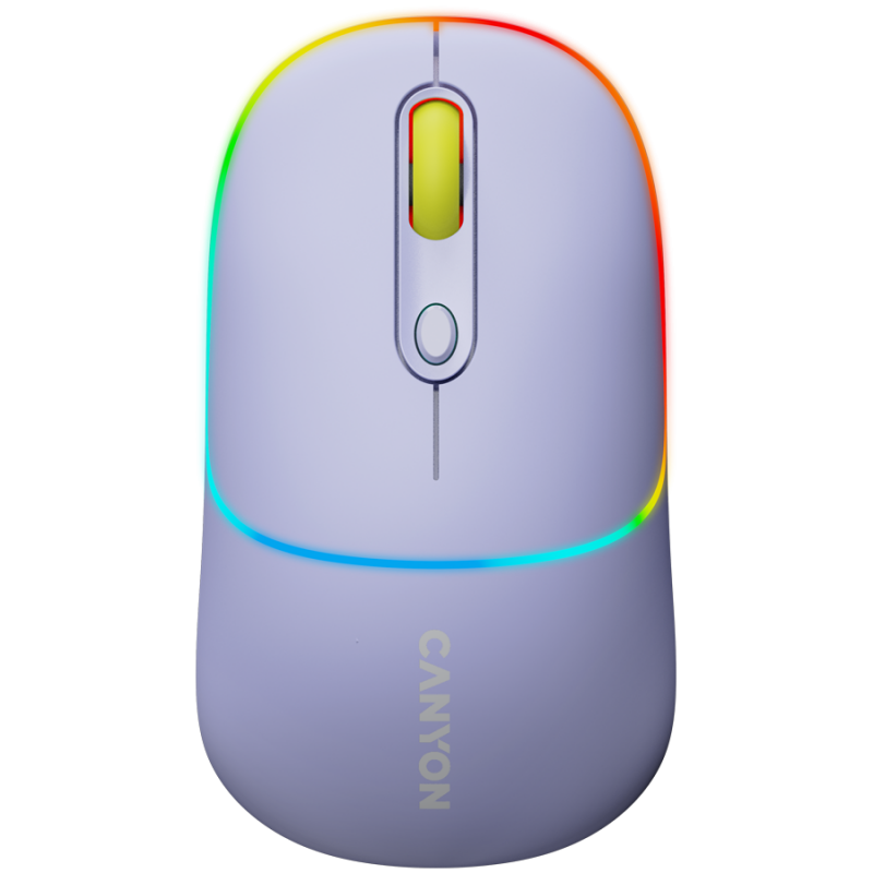 CANYON MW-22, 2 in 1 Wireless optical mouse with 4 buttons, DPI 800/1200/1600, 2 mode(BT/ 2.4GHz), 650mAh Li-poly battery, RGB backlight