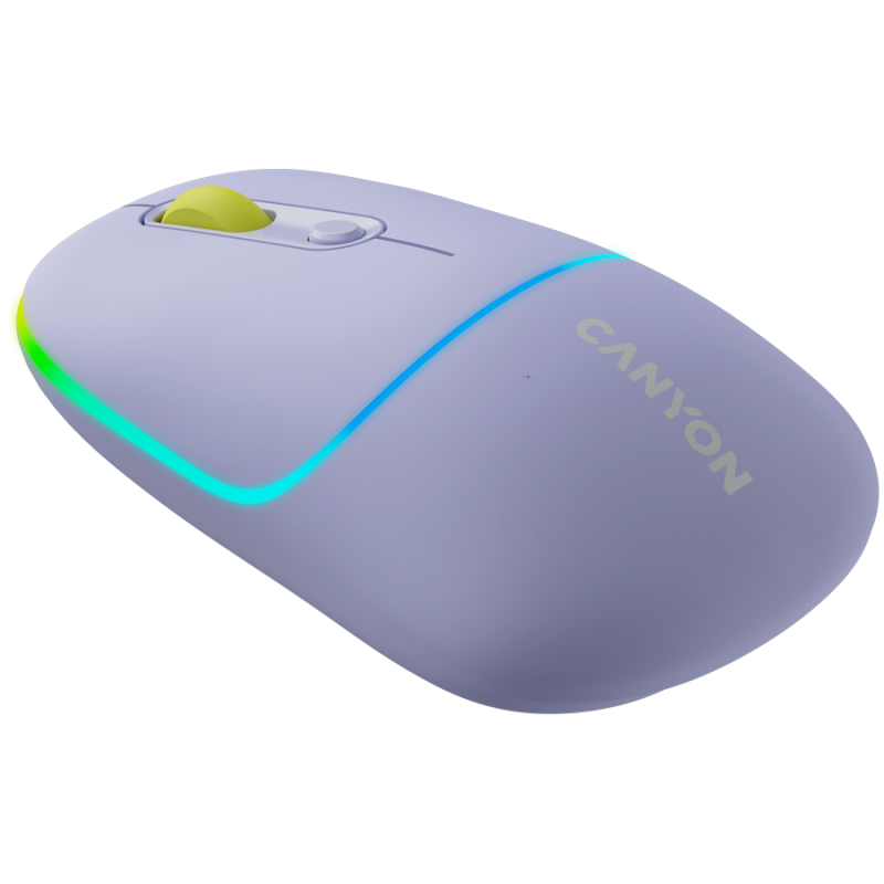 CANYON MW-22, 2 in 1 Wireless optical mouse with 4 buttons, DPI 800/1200/1600, 2 mode(BT/ 2.4GHz), 650mAh Li-poly battery, RGB backlight