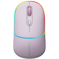 CANYON MW-22, 2 in 1 Wireless optical mouse with 4 buttons, DPI 800/1200/1600, 2 mode(BT/ 2.4GHz), 650mAh Li-poly battery, RGB backlight, Pearl rose, cable length 0.8m, 110*62*34.2mm, 0.085kg