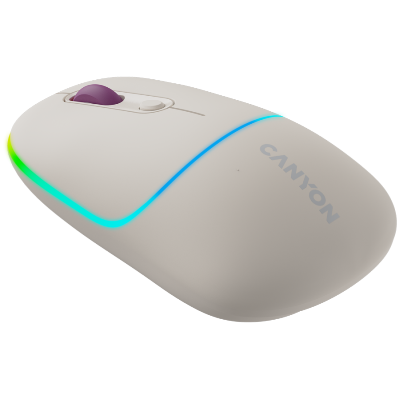 CANYON MW-22, 2 in 1 Wireless optical mouse with 4 buttons, DPI 800/1200/1600, 2 mode(BT/ 2.4GHz), 650mAh Li-poly battery, RGB backlight