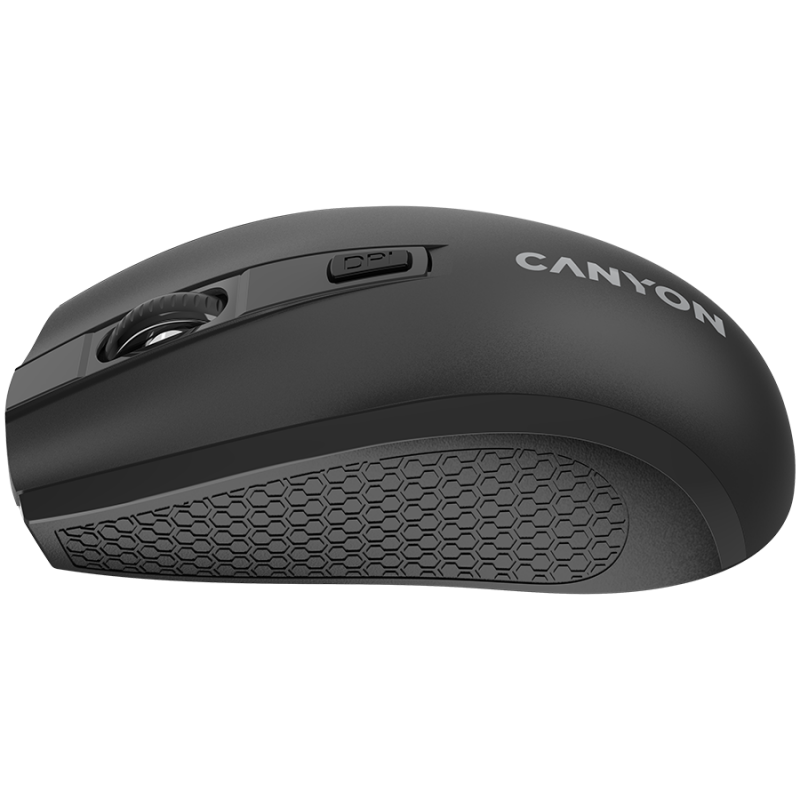 CANYON MW-7, 2.4Ghz wireless mouse, 6 buttons, DPI 800/1200/1600, with 1 AA battery ,size 110*60*37mm,58g,black, CNE-CMSW07B