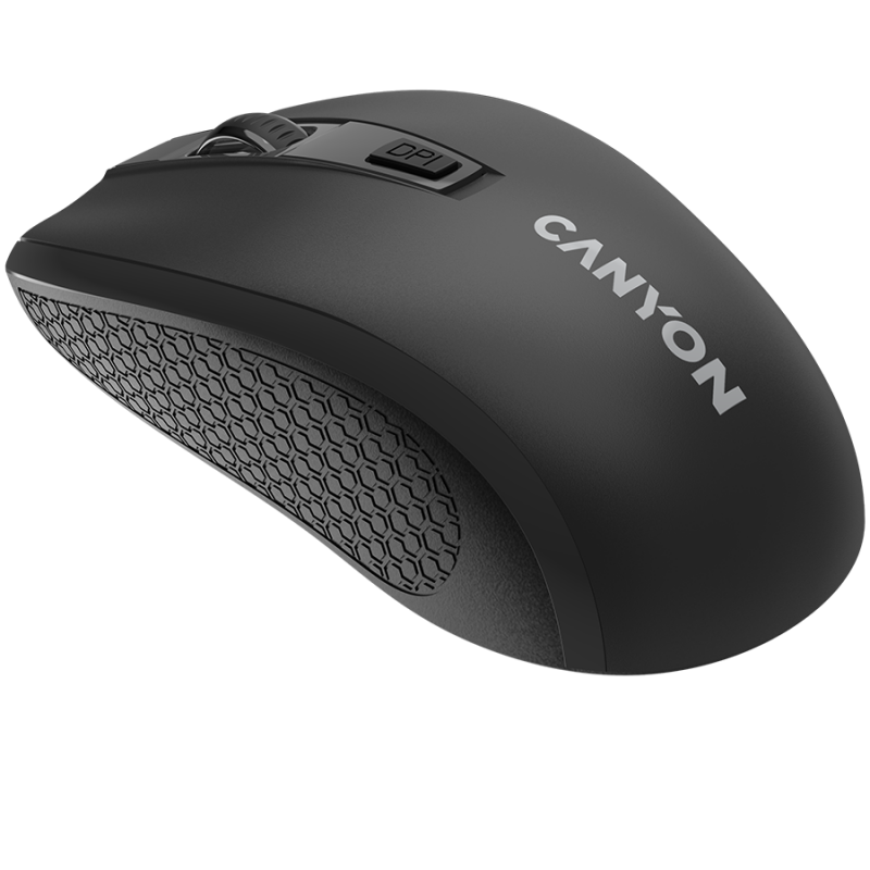 CANYON MW-7, 2.4Ghz wireless mouse, 6 buttons, DPI 800/1200/1600, with 1 AA battery ,size 110*60*37mm,58g,black, CNE-CMSW07B