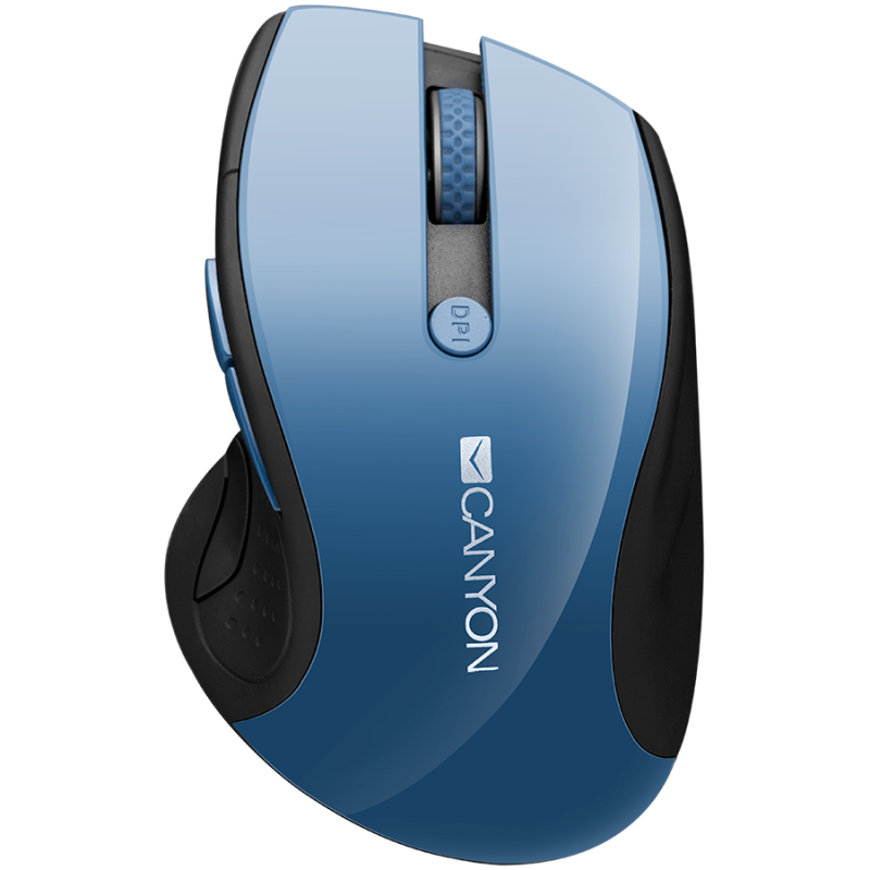 CANYON 2.4Ghz wireless mouse, optical tracking - blue LED, 6 buttons, DPI 1000/1200/1600, Blue Gray pearl glossy-CNS-CMSW01BL