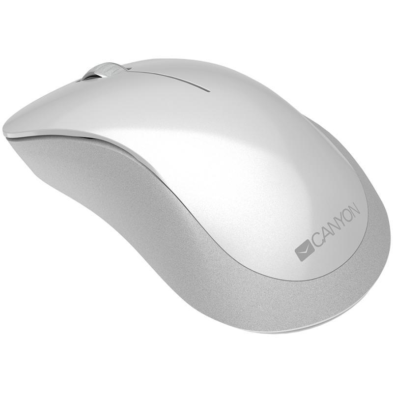 Canyon  2.4 GHz  Wireless mouse ,with 3 buttons, DPI 1200, Battery:AAA*2pcs  ,pearl white grey67*109*38mm 0.063kg-CNE-CMSW11PW