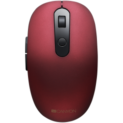 Canyon 2 in 1 Wireless optical mouse with 6 buttons, DPI 800/1000/1200/1500, 2 mode(BT/ 2.4GHz), Battery AA*1pcs, Red, silent switch for right/left keys, 65.4*112.25*32.3mm, 0.092kg