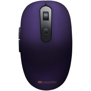 Canyon 2 in 1 Wireless optical mouse with 6 buttons, DPI 800/1000/1200/1500, 2 mode(BT/ 2.4GHz), Battery AA*1pcs, Violet, silent switch for right/left keys, 65.4*112.25*32.3mm, 0.092kg