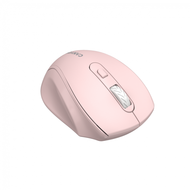 Canyon 6 buttons wireless 2.4Ghz mouse, MX8650A Sensor, DPI up to 1600,Injection case, 3 M life times left and right switches, 2xAAA battery, ABS material. Size: 105x71x40mm, Weight: 59g, Pink