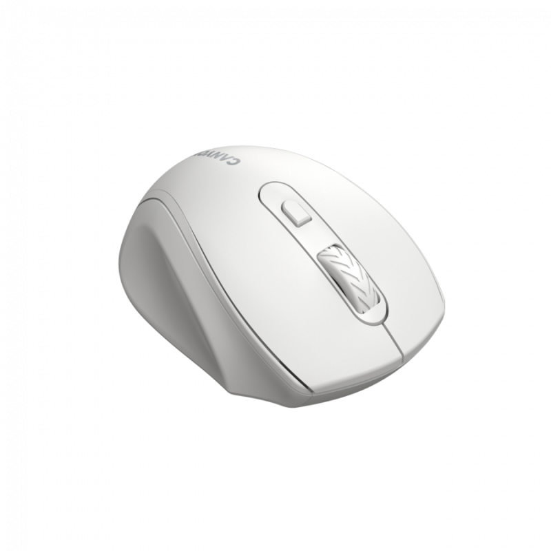 Canyon 6 buttons wireless 2.4Ghz mouse, MX8650A Sensor, DPI up to 1600,Injection case, 3 M life times left and right switches, 2xAAA battery, ABS material, Size: 105x71x40mm, Weight: 59g, white