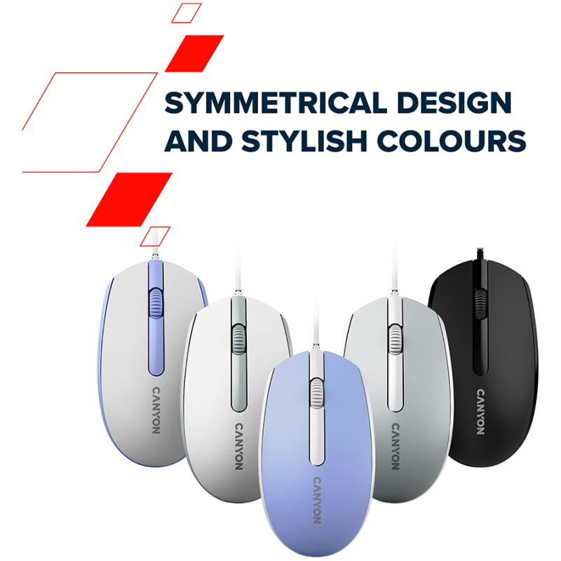Canyon Wired  optical mouse with 3 buttons, DPI 1000, with 1.5M USB cable,Dark grey, 65*115*40mm, 0.1kg, CNE-CMS10DG