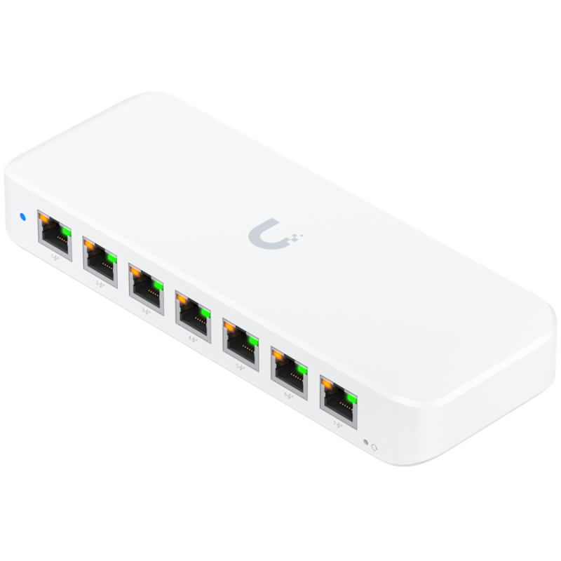 Ubiquiti USW-Ultra-210W-EU compact, Layer 2, 8-port GbE PoE switch with versatile mounting options, 7x GbE PoE+ output ports, GbE port with